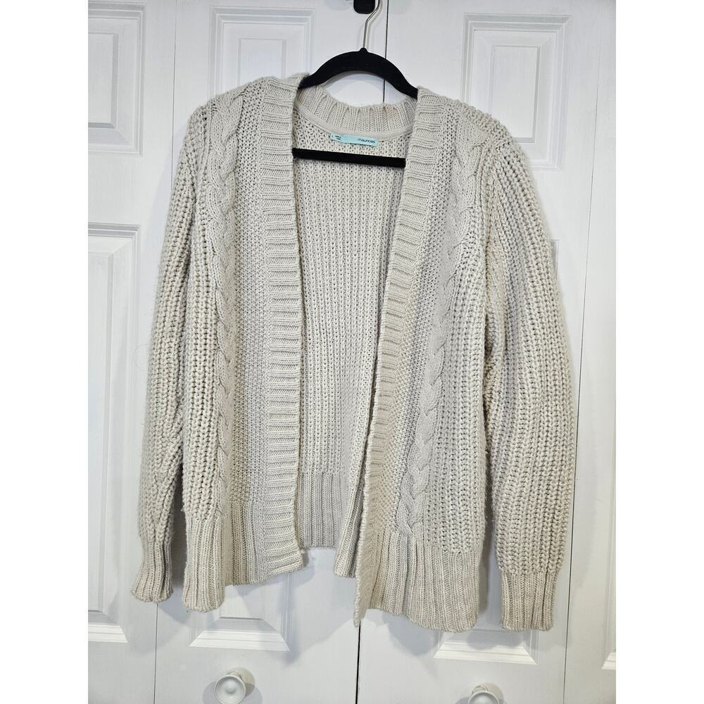Maurices Large Open Front Relaxed Fit Cardigan Cream